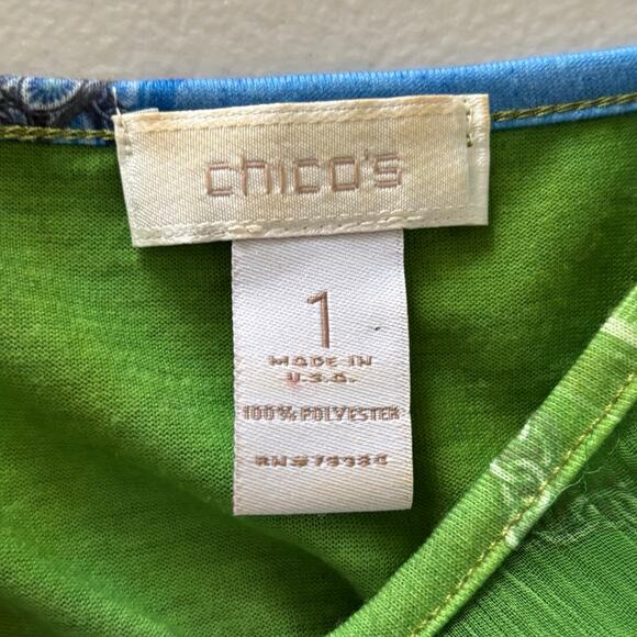 Chico's Womens Size 1 Medium Colorful Festive Jewels Bell Sleeve Aztec Tunic Top - Picture 3 of 9